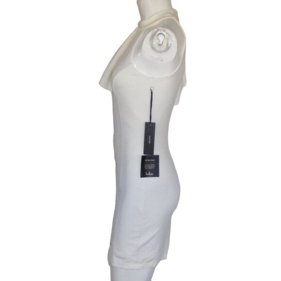 new LULUS Au Revoir Bodycon Dress, S, Asym Ruffle shoulder, Ivory - Picture 6 of 14